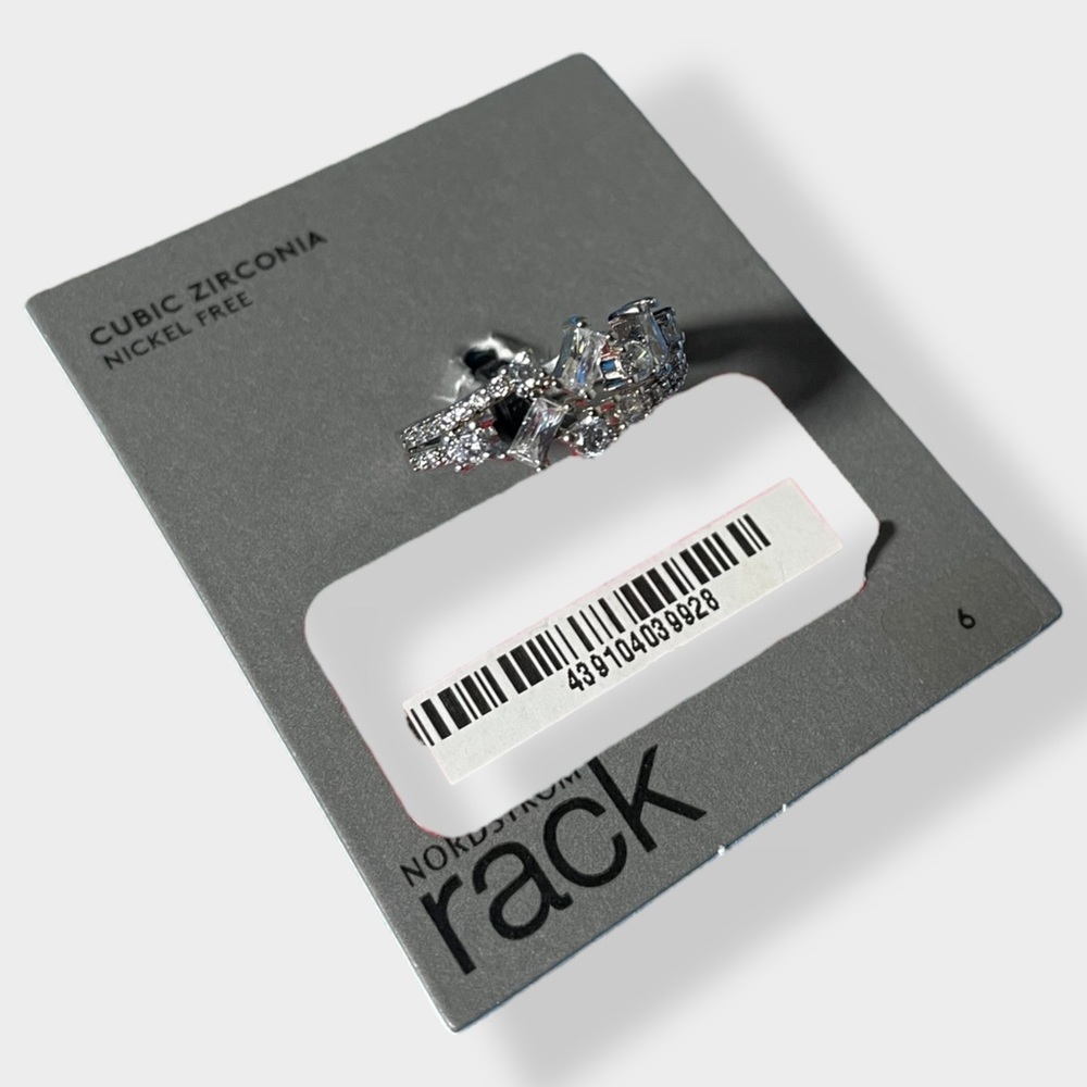 NWT Nordstrom Rack Silver Cubic Zirconia Cluster Baguette Ring Women Size 6